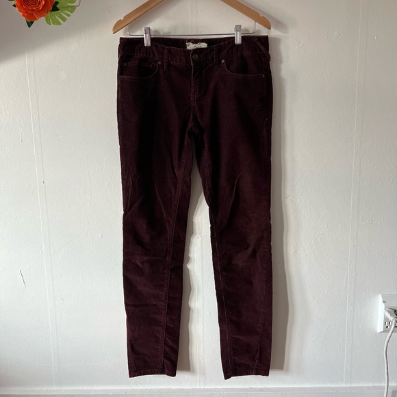 EUC Free People corduroys sz 29 deep plum orchid skinny 5-pocket ankle 30 inseam - Picture 2 of 12